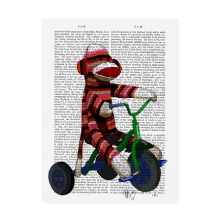 Fab Funky 'Sock Monkey On Tricycle' Canvas Art,14x19